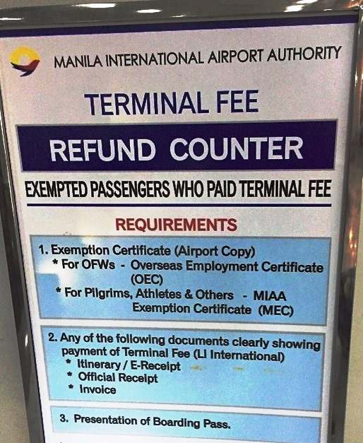 Terminal Fee Refund