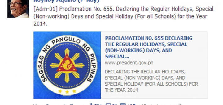 Regular Holidays and Special Holiday 2013