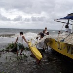 Strong winds and grey sky