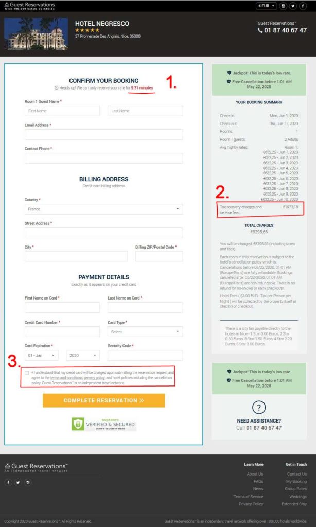The Scam is visible - guestreservations.com