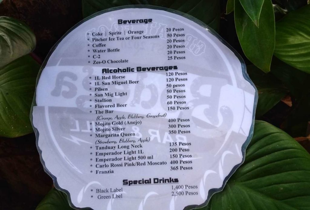 The Bodega beverage card